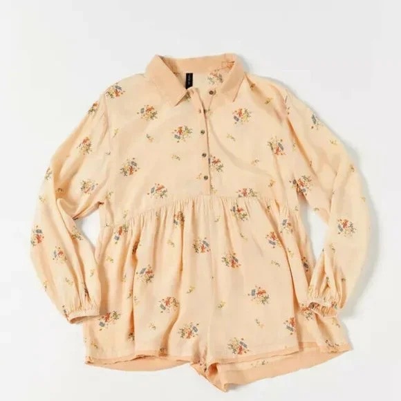 Out From Under by Urban Outfitters pastel pink floral oversized romper size S - Picture 1 of 6